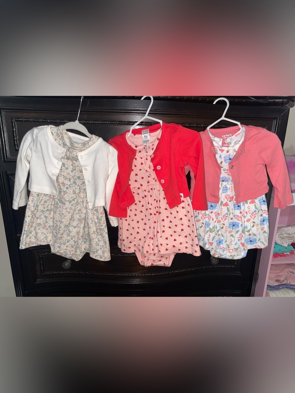 Carter's White Cardigan with Pastel Floral Dress Set